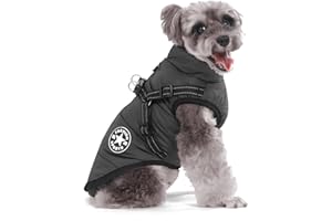 Aywoja Manteau Chien Hiver avec Harnais, Veste Imperméable pour Petit Moyen Grands Chiens, Conception de Bandes Réfléchissantes Lavable en Machine