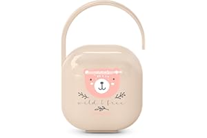 Suavinex, Boîte à Tétine pour Bébé, Capacité pour 2 Sucettes, Pochette - Étui Résistant, Facile à Nettoyer, Anse Flexible pour Accrocher au Sac, Poussette ou Berceau, +0 Mois, Wild&Free Rose
