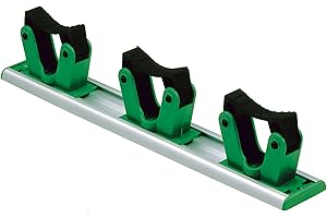 UNGER HO350 Hang Up Tool Storage Organiser & Pole Holder Wall Mounted Rack 35cm - Holds 3 Tools - Snap In/Out Rubber Grip Claws - Easy Access, Secure Hold