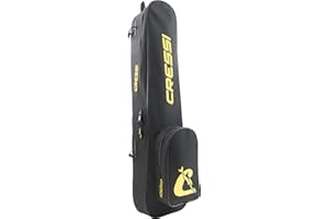 CRESSI Helios Fins Backpack, Borsa a Zaino per Apnea, Pesca Subacquea e Snorkeling, Una Soluzione Pratica, Resistente e Organizzata per Il Trasporto dell’Attrezzatura Unisex Adulto, Nero/Giallo, 60 L