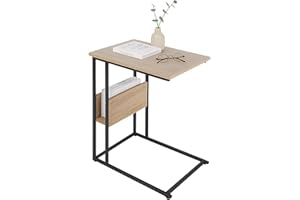 ‎RELAXDAYS Relaxdays Stolik pomocniczy, półka i półka, wys. x szer. x gł. 60 x 55 x 36 cm, stół na kanapę i łóżko, metal i MDF, jasnobrązowy/czarny