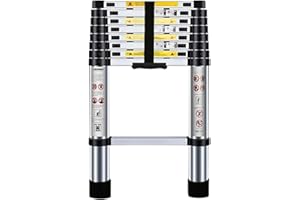 Nestling Teleskopleiter 2,6m, Leiter Ausziehbar Aluminium, Mehrstufiger Sicherheitsschalter, Maximale Belastung 150 kg