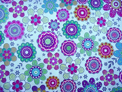2 SHEETS OF MODERN FLOWERS WITH CREAM BACKGROUND WRAPPING PAPER