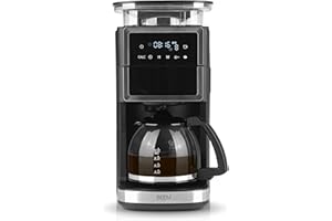 BEEM FRESH AROMA-PERFECT III Macchina da caffè con filtro in vetro | Acciaio inossidabile | caraffa in vetro e funzione di mantenimento del calore | Macinino conico | Timer 24H | 1000 W | 10 tazze