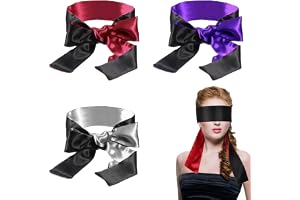 MKVZIYE 3 stycken satinögonbindel, mjuk sovmask 130 x 7 cm justerbart ögonskydd reseögonmask satin ögonmask för kvinnor, män