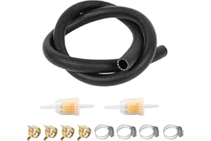 JTgugu 1 Meter Benzinschlauch Kit Ø 8 mm 5/16" Ölschlauch Kraftstoffschlauch Dieselschlauch mit Benzinfilter Schlauchschellen und Schlauch Federklemmen für Auto Traktor Motorrad Rasenmäher Roller