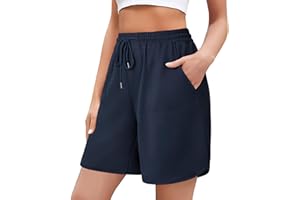 Aottori Short de Sport Femme Bermudas Pantalon Court été Coton Short de Cyclisme Court Short de Yoga à Taille Haute Short de Gym avec Poches pour Jogging Running Fitness
