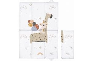 BABY COMFORT Cambiador de pañales plegable para bebé, suave, impermeable, portátil, cambiador de pañales (Jirafa)
