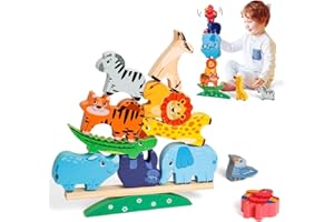 LULULIA Wooden Toys for 1 2 3 Year Old Boys Girls Gifts, Stacking Animal Toddlers Toy for 1-3 Year Old Boy Girl, Montessori Toys for Kids Age 3 4
