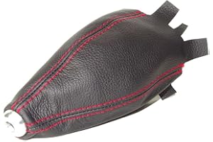 THE TUNING-SHOP Pour Honda Civic EP3 hayon modèles 2001–2005 Gear Guêtre en cuir noir avec couture rouge