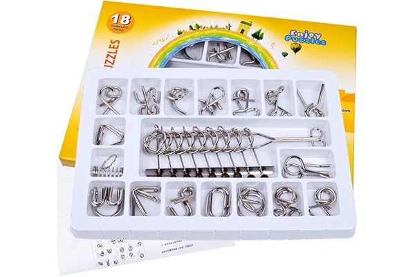Gracelaza Casse-tête en Métal Set 18 Pièces - Jouet de Puzzle en Métal - Jouets d'intelligence éducative - Jouets pour des Enfants et des Adolescents