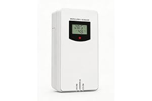 Extern sensor för väderstation, mätning av temperatur och luftfuktighet utomhus, räckvidd upp till 60 m, perfekt för vägg/rän