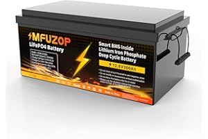 MFUZOP Leisure Battery 12V, 300Ah LiFePO4 Lithium Battery with 200A BMS, 3840Wh, up to 15000+ Cycles, for RVs, Boats, Trolling Motor, Home Energy Storage