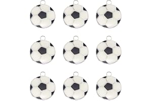 JULIE WANG Pack of (x20) Silver Back Metal Oil Drip Enamel Football Craft DIY Handmade Bracelets Earrings Necklaces Pendants Charms Jewellery Making Accessories 19x2mm