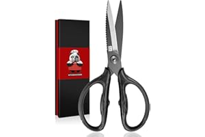SHAN ZU Kitchen Scissors Heavy Duty, 8.4" Japanese Poultry Shears of 5Cr15MoV Stainless Steel, All Purpose Detachable Titanium Plated Scissors for Meat/Herb, Dishwasher Safe, Gift Box Included (Black)