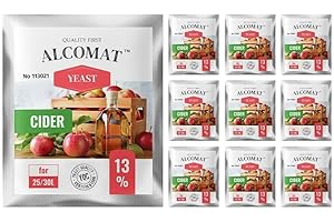 Alcomat Ciderhefe Cider Yeast Alkohol Hefe | Apfelwein | Gärhefe | Brennhefe gären | Weinhefe auf 25 bis 30 Liter bis 13% 10er Set