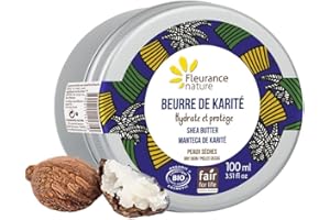 Fleurance Nature- Beurre de Karité Bio- 100ml- Certifié Bio Cosmos Ecocert et équitable- Soin corporel bio femme & Homme- crème hydratante et nourrissante beurre de karité bio pur-24183