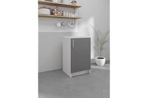 JD Greta Küchenunterschrank ohne Arbeitsplatte 50cm breit & 46,3cm tief (grau) - Küchen Unterschrank Aufbewahrung mit Türen - Küchen Vorratsschrank & Aufbewahrungsschrank - Küchenschrank