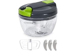 FLOTRUTE Hachoir Manuel, Coupe-oignons - Hachoir Manuel avec Cordon en Tant que Coupe-légumes - Hachoir Multi-légumes - Capacité 520 ml, pour Oignon, D'ail, Viande