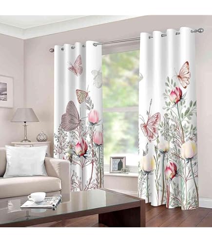 Lot De 2 Rideaux Occultants Fleurs Des Champs – 110x215 Cm, Thermiques Et à œillets, Motif Vintage