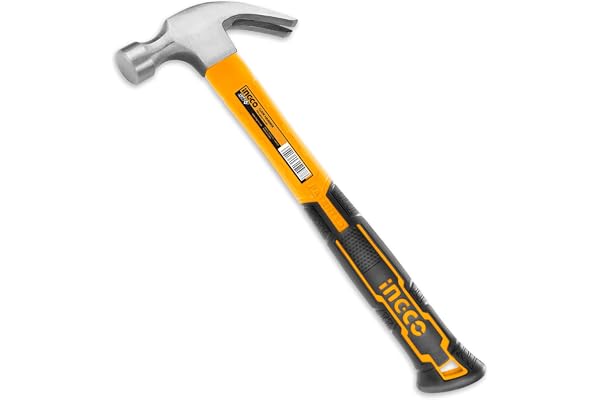 Claw Hammer, INGCO Professional Claw Hammer, 16oz/450g 45# Carbon Steel, Heat Treatment Drop-Forged Hammerhead for Pulling nails, Prying Boards, Demolition work, Splitting Wood