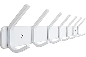 Honsky Garderobenhaken-Schwere,Garderobenleiste,Wandgarderobe,Hakenleiste mit 7 Doppelte Haken,Hakenleiste Garderobe für Jacken,Mäntel,Schals,Weiß