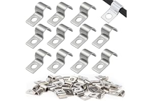 AUEFUDQ 36 Pièces Fixation Grillage Rigide Sur Mur 4mm Attache Grillage Rigide Inoxydable Colliers de Serrage en U à Trou Unique Fixation Murale Grillage Rigide pour Ø 4-5mm Câble Tuyaux d'eau Installation