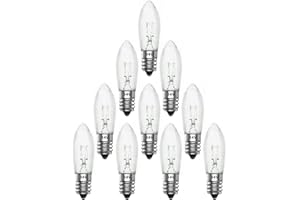 KINGYEENUO Lot de 10 ampoules bougie E10 3 W 34 V - Remplace les ampoules de Noël - Blanc chaud 2200 K - E10 - Pour bougie, pont, arc, fée, bougeoir