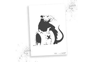 LaserCad Schablonen BANKSY Streetart (B056, Rat With Toxic Waste Barrel, DIN A2) Stencil für Graffiti, Airbrush, Kunst, Deko, zum Malen