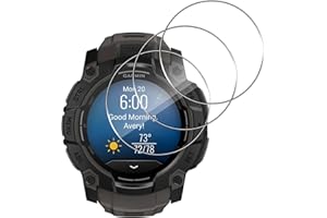 Aerku Pack of 3 Screen Protectors Compatible with Garmin Instinct 3 AMOLED (50 mm) for Tempered Glass, HD 9H Hardness Screen Protector, Anti-Scratch Protective Glass, Anti-Bubble Tempered Glass Screen