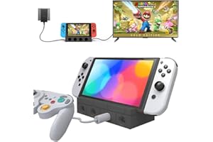 AriKroii Station de Charge Compatible avec Nintendo Switch/OLED, Dock TV avec Adaptateur HDMI 4K/1080P, 4 Ports GC et 6 Emplacements de Jeu