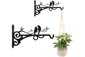 BeShero 2 Stück Schwarz Eisen Pflanzenhalterung Blumenampel Haken Laterne Wandhalterung Windspiele Wandhaken Blumenampelhalter Metall Pflanzenhaken Blumentopf Halterung Pflanzen Wandhalter (S)