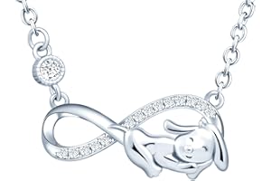 INFINIONLY Collar Pulsera Pendientes para mujer, Juegos de joyas de plata 925, collar pendientes pulsera de perrito lindo y de símbolo de infinito, juegos de joyas para mujer niña, plateado