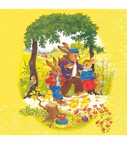 20 Serviettes Bunny Friends – Amitié/Pâques Lapin 33 X 33 Cm