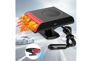 Abiemuce Auto Heizung, 12V 150W Heizlüfter für Auto, Tragbare heizung für Auto, 2 in 1 Heizung Kühlung Auto Fenster Defroster Demister, Auto Heizlüfter 360° Drehbarer mit Zigarettenanzünder-Stecker