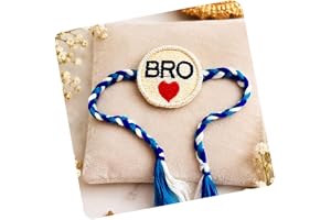 CraftVatika Premium Crochet Rakhi for Brother Boy Men Bhaiya, Embroidered BRO Rakhi Set of 1 for Brother, Handmade Designer R