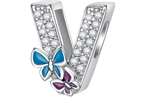 LNQOBU Charme Lettre de L'alphabet Argent Sterling 925 Avec 5A Zircone Femmes Perles Charm Compatible Pour European Bracelet