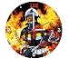 Produktbild Stylische Wand-Uhr | geräuscharm Quarz-Uhrwerk | Helden die Durchs Feuer Gehen | 30 cm Feuerwehr-Mann | Flammen Feuer | hochwertig leise Motiv cool Atemschutz | Geschenk Ehrungen Beförderungen |