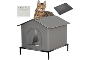 GENÉRICO Caseta para Gatos Impermeable, Caseta Elevada Impermeable Y Aislada para Gatos para Exteriores, Refugio Portátil Aislado para G-atos De Tela Oxford con Alfombrilla, C-aseta Elevada para Mascotas