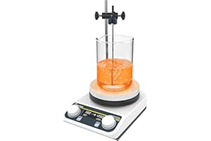 LAB FISH LABFISH Magnetrührer Heizplatte 280℃/ 536℉ 5 Zoll Digitaler Labor-Magnetrührer 3L Kapazität Knopfsteuerung 200-1500rpm, Sondensensor & Rührstab Enthalten