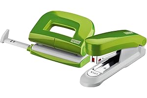 Novus 020-1874 Twin Set Stapler with Punch E 15/E 210 – Desk Set Green