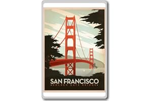 PHOTOSIOTAS San Francisco Golden Gate Bridge, USA Vintage Travel Fridge Magnet - Calamita da frigo
