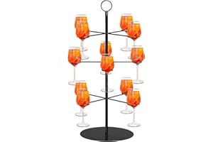STFALI Soporte de metal para árbol de cóctel de 3 niveles, 12 copas para bar, hogar, bebidas, fiestas, torre de champán, soporte para árbol de cócteles, para ginebra, aperol, cóctel, martini, champán,