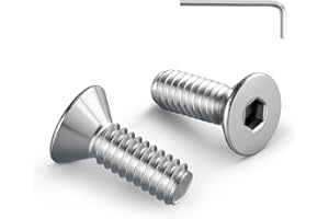 Wavanta 20Pcs M8 Bolts, M8 X 16mm Countersunk Bolts Screws, Flat Head Socket Cap Screws, 304 Stainless Steel, Full Thread, Bright Finish, with Hex Spanner