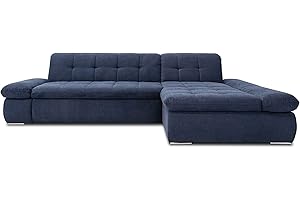 ‎DOMO. COLLECTION DOMO. collection Ecksofa Moric, Sofa mit Schlaffunktion & Armlehnfunktion in L-Form Couch, Eckcouch mit Bett-Funktion, Schlafsofa 300 x 172 x 80 cm (BxTxH), dunkel blau