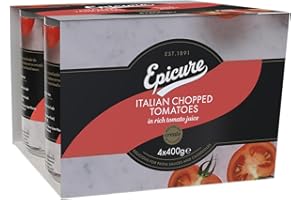 Epicure Tinned Italian Chopped Tomatoes In Rich Tomato Juice Delicious for Pasta Sauces & Casseroles, 4 x 400 g (1 Carton)