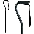 Carex Health Brands Offset Designer Walking Cane, Height Adjustable Cane with Wrist Strap, Latex Free Soft Cushion Handle, Supports 250lbs, Black