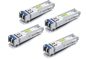 10Gtek [4 Pack] Gigabit Módulo SFP Monomodo, 1000Base-LX SFP LC Transceiver, Compatible para Cisco GLC-LH-SMD, Ubiquiti, Netgear, D-Link, TP-Link, Zyxel, Mikrotik, Open Switch, 4pcs