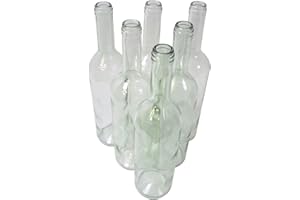 QDWQ-US Destillatio 6 x Weinflasche Bordeaux 0,75 Liter - Klarglas-Flasche zum selber Verkorken für Saft und Wein