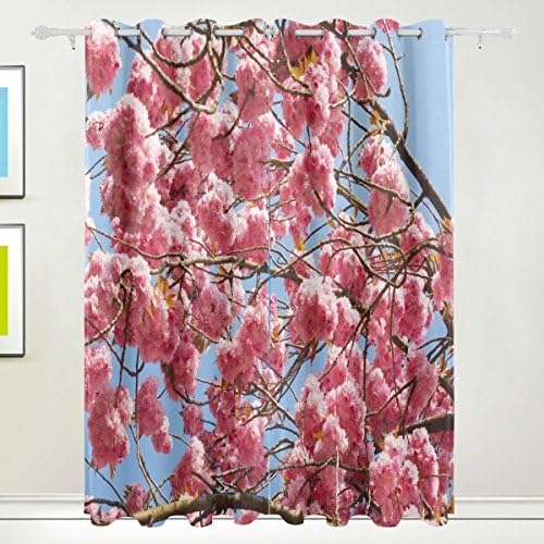 CUMIMI Sakura Blackout Window Curtains Grommet Top Thermal Insulated Room Darkening Drape for Bedroom Living Room 55W x 84L Inch, 2 Panels